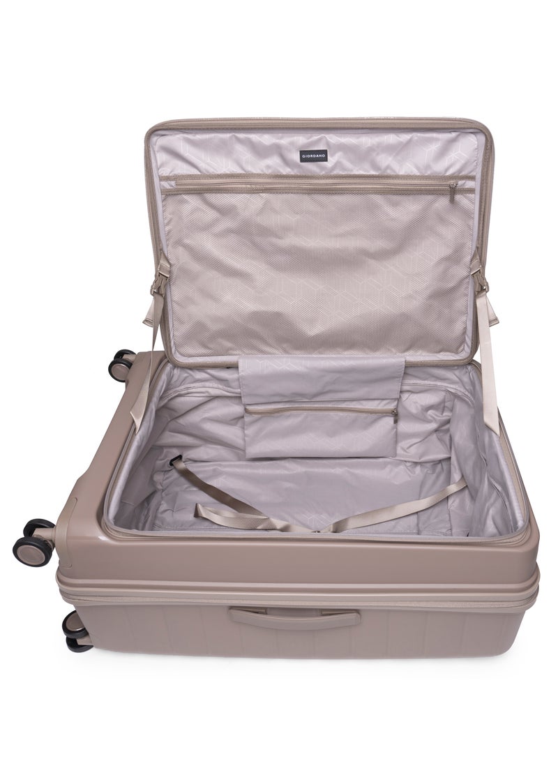 GIORDANO Giordano Titanium 24-Inch Check-In Luggage – Medium Hard Shell Trolley Suitcase with Extra Secure Lock, Expandable Luggage Design, 360° Double Spinner Wheels, Lightweight Unbreakable Travel Bag – Beige - Image 4