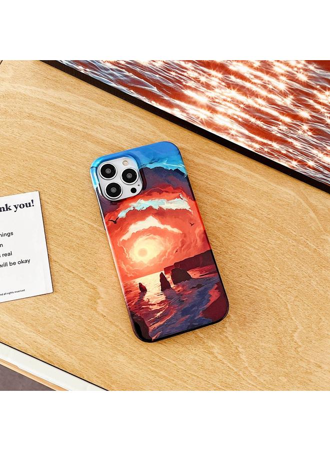 زبون جراب لهاتف iPhone 12 Pro Max 2 في 1 قابل للفصل بنمط لوحة زيتية بحرية - Image 2