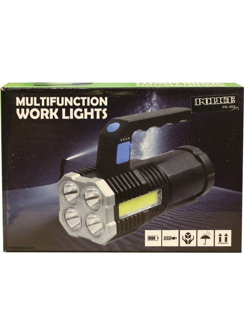 POLICE PS-353 Rechargeable Flashlight with Side Lighting Light  - Image 2
