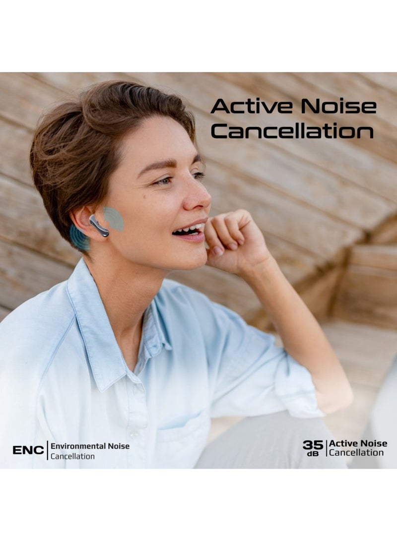 بروميت Bluetooth True Wireless Stereo Earphones with IntelliTouch Control, Active Noise Cancellation, Transparency Mode, Low Latency Game Mod Black - Image 3