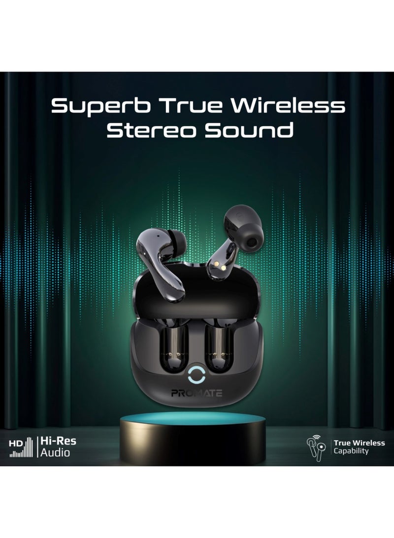 بروميت Bluetooth True Wireless Stereo Earphones with IntelliTouch Control, Active Noise Cancellation, Transparency Mode, Low Latency Game Mod Black - Image 2
