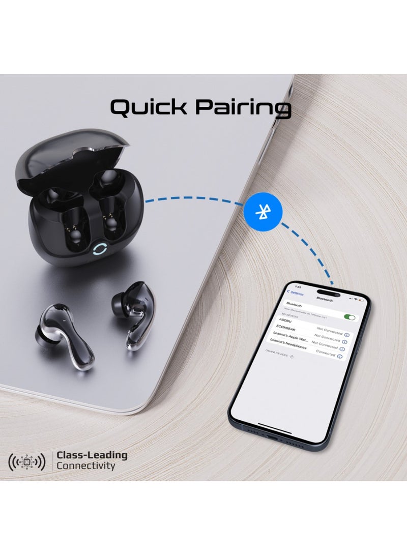 بروميت Bluetooth True Wireless Stereo Earphones with IntelliTouch Control, Active Noise Cancellation, Transparency Mode, Low Latency Game Mod Black - Image 4