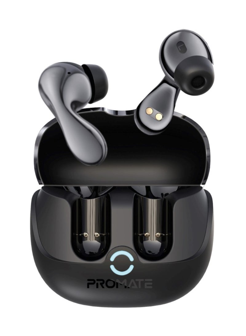 بروميت Bluetooth True Wireless Stereo Earphones with IntelliTouch Control, Active Noise Cancellation, Transparency Mode, Low Latency Game Mod Black - Image 1