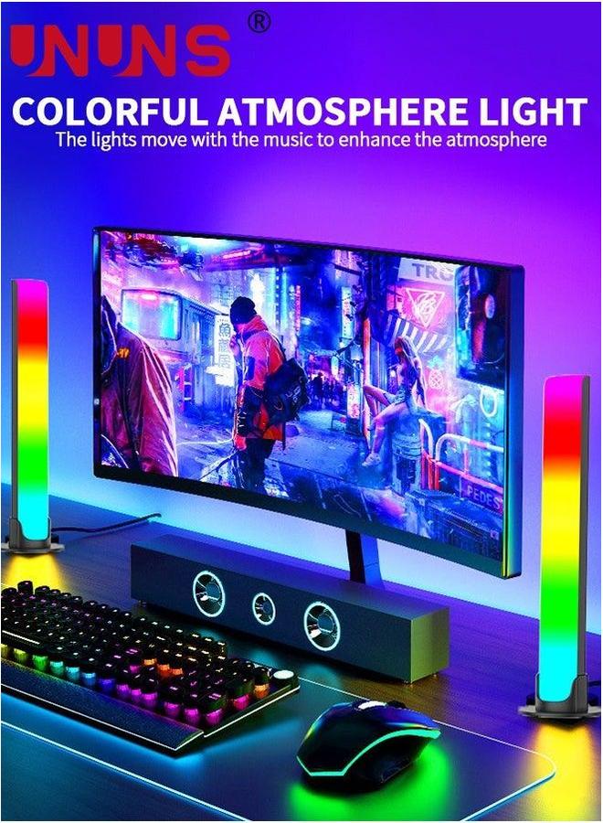 UNUNS ضوء إيقاع الموسيقى RGB، 2 قطعة أشرطة LED متزامنة، إضاءة محيطية تعمل بالطاقة USB، تحكم عن بعد لتغيير الألوان لإضاءة خلفية التلفاز للألعاب، لغرفة الكمبيوتر والمكتب - Image 2