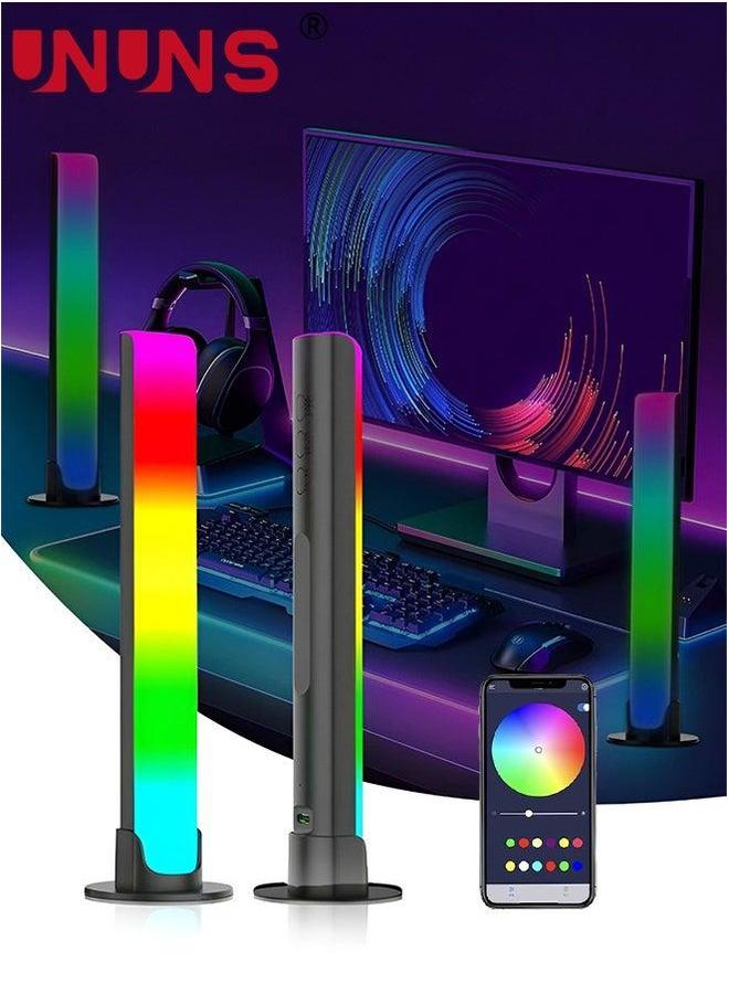 UNUNS ضوء إيقاع الموسيقى RGB، 2 قطعة أشرطة LED متزامنة، إضاءة محيطية تعمل بالطاقة USB، تحكم عن بعد لتغيير الألوان لإضاءة خلفية التلفاز للألعاب، لغرفة الكمبيوتر والمكتب - Image 1