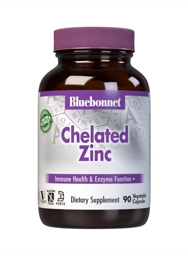 Bluebonnet زنك ألباين المخلب من بلو بونيت للتغذية، لصحة المناعة ووظيفة الإنزيمات*، خالي من الصويا، خالي من الجلوتين، غير معدل وراثيًا، معتمد كوشير، خالي من الألبان، نباتي، 90 كبسولة نباتية، 90 حصة - Image 1