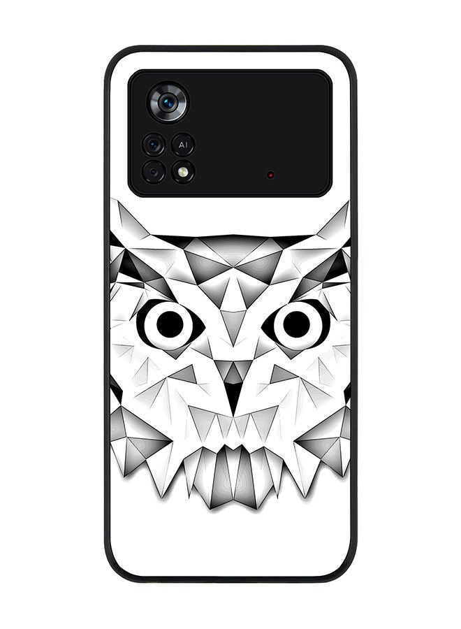 Stylizedd Rugged Black edge case for Poco M4 Pro 4G Slim fit Soft Case Flexible Rubber Edges Anti Drop TPU Gel Thin Cover - Poly Owl - Image 1