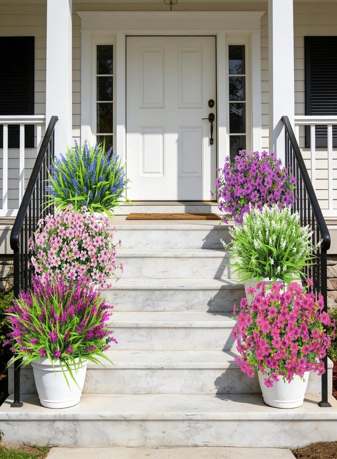 Roberly 24 Bundles Artificial Flowers for Outdoors, UV Resistant Colorful Fake Lavender Flowers Plastic Faux Plants for Spring Summer Garden Window Front Porch Yard Farmhouse Indoor Outdoor Home Decor - Image 4