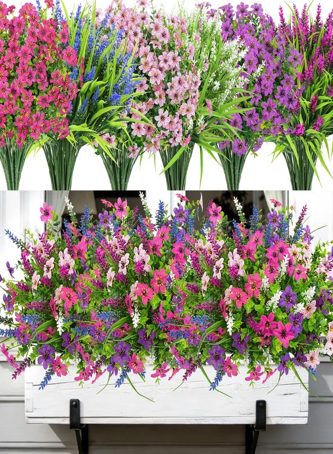 Roberly 24 Bundles Artificial Flowers for Outdoors, UV Resistant Colorful Fake Lavender Flowers Plastic Faux Plants for Spring Summer Garden Window Front Porch Yard Farmhouse Indoor Outdoor Home Decor - Image 1