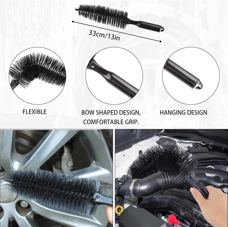 Outigu 7Pcs Car Wheel Cleaning Brush Kit with Bendable and Tapered Brushes - Image 4