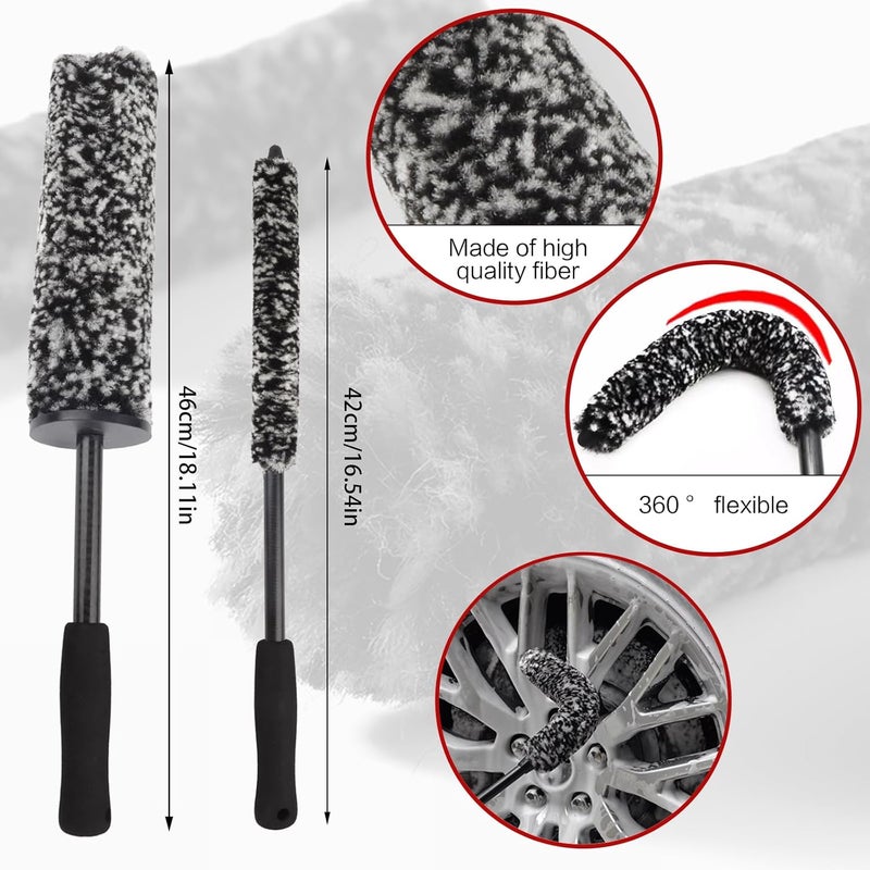 Outigu 7Pcs Car Wheel Cleaning Brush Kit with Bendable and Tapered Brushes - Image 2