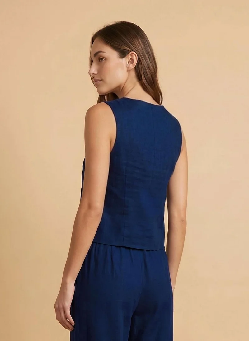 Nautica  Women Sleeveless Viscose Top for Soft Comfort and Easy Casual Styling - Blue for Women | Best Price UAE