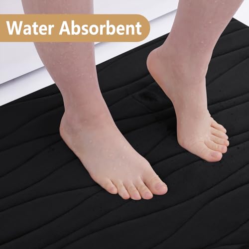 Buganda Memory Foam Bathroom Rug Mat 24x16, Extra Soft and Absorbent Bath Mats, Non-Slip and Machine Washable Bath Rugs for Bathroom Floor,Tub and Shower, Black - Image 4