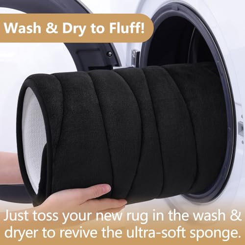 Buganda Memory Foam Bathroom Rug Mat 24x16, Extra Soft and Absorbent Bath Mats, Non-Slip and Machine Washable Bath Rugs for Bathroom Floor,Tub and Shower, Black - Image 5