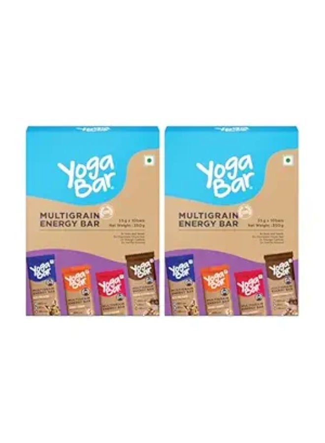 Yogabar Multigrain Energy Bars - Pack of 2 (20 Bars, 700g) | Healthy Diet With Fruits, Nuts, Oats And Millets, Gluten Free And High Protein Crunchy Granola Bars, Nut & Seed, Orange Cashew, Chocolate C