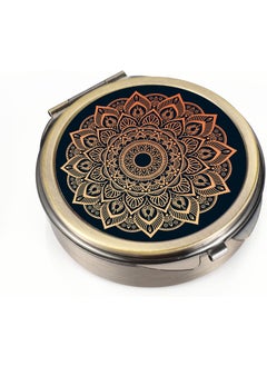 Dynippy Dynippy Pill Case Pill Box with Mirror Pocket 3 Compartment Medicine Case Vitamin Pill Organizer for Pocket Purse and Travel (Round - Mandala) 