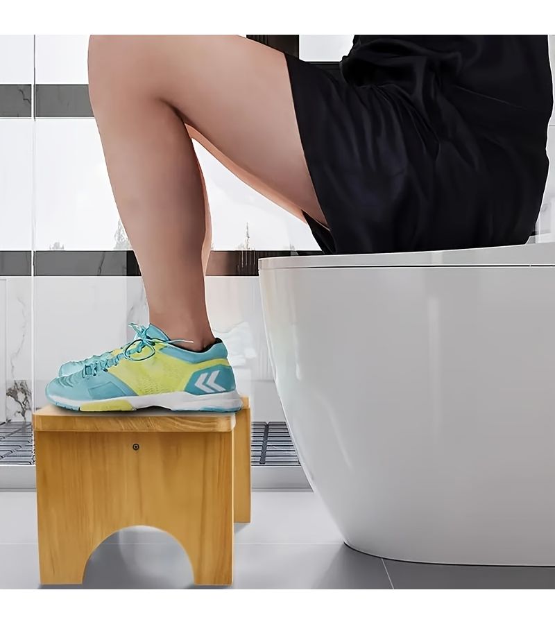 AZEN Wooden Toilet Auxiliary Step Solid Wood Toilet Pedal Weight Capacity 400 Lbs Reinforced Support Beam 7 Inch Height Sturdy Curved Design Impact Resistant Rounded Corners Adult Portable Squat Stool Suitable For Various Room Types - Image 4