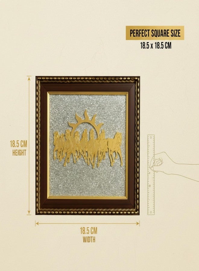 Gratify Pyrite Stone Vastu Frame with Seven Running Horses & Rising Sun | Original Pyrite Dust for Wealth Attraction, Protection & Chakra Balance | Premium Wooden Wall Decor for Home & Office Prosperity (Pack Of 1) - Image 5