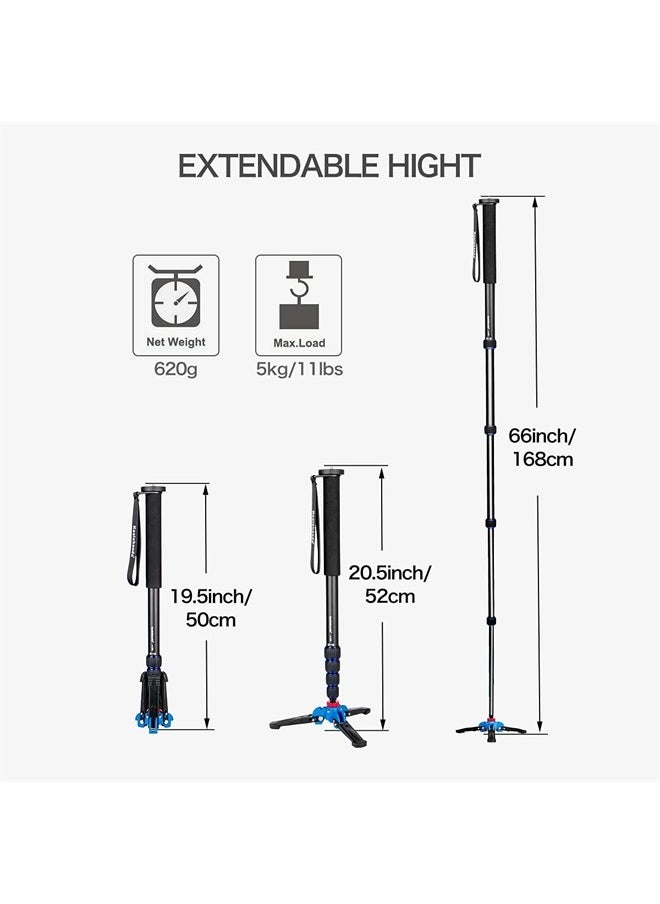 koolehaoda - Koolehaoda Professional 65-inch Camera Aluminium Monopod with Folding Three Feet Support Stand - Image 1
