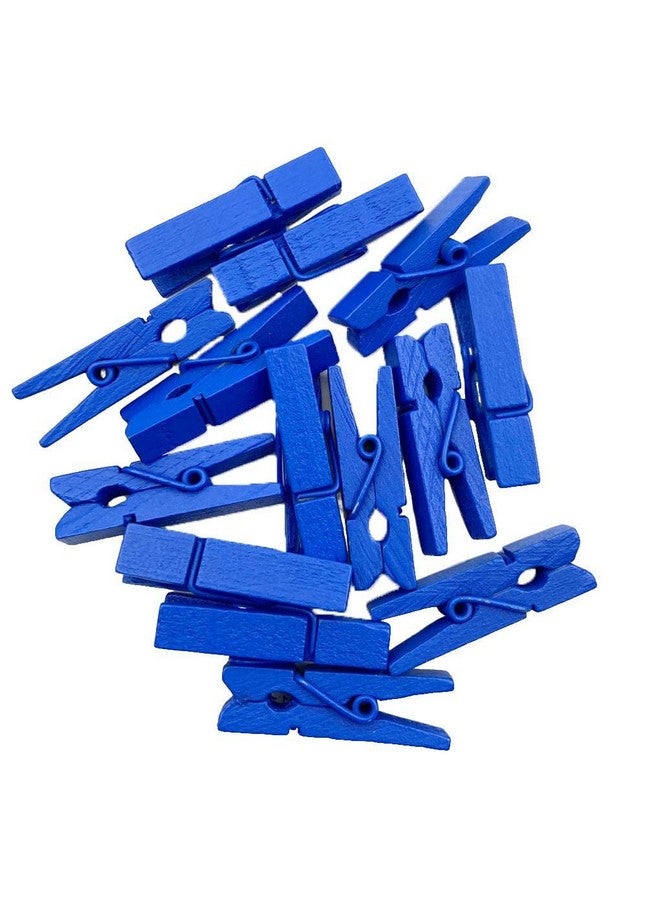 Topxome 100pcs 35mm Natural Wooden Clips Photo Clips Clothespin DIY Wedding Party Wooden Clip Clips Pegs (Dark Blue)