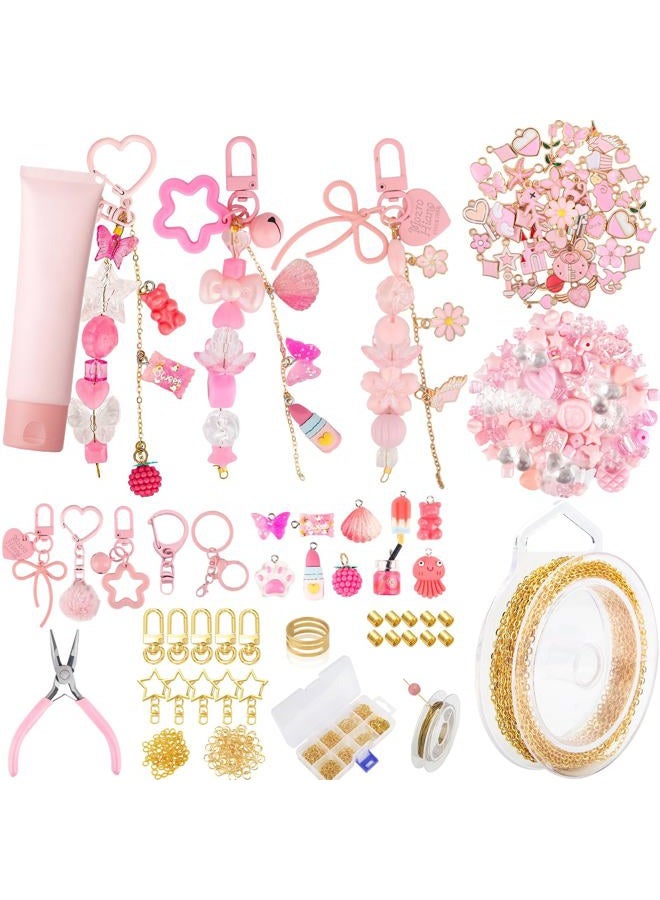 Ecoofor 249 Pcs Keychain Making Kit for Kids & Adults – Includes 15 Keychain Clips, 16.4 Feet Chains, 100 Charms, Beading Accessories, Jewelry Pliers – DIY Bag Charms & Jewelry Craft Kit Supplies - Image 1