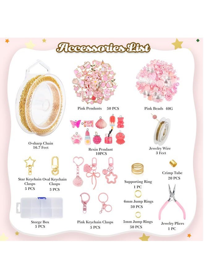 Ecoofor 249 Pcs Keychain Making Kit for Kids & Adults – Includes 15 Keychain Clips, 16.4 Feet Chains, 100 Charms, Beading Accessories, Jewelry Pliers – DIY Bag Charms & Jewelry Craft Kit Supplies - Image 2