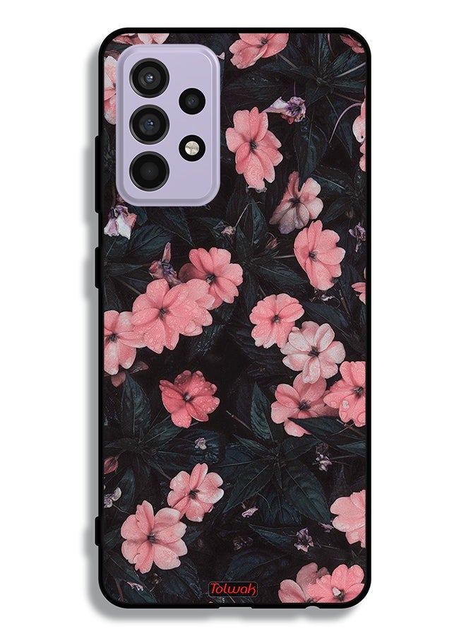 Tolwak Samsung Galaxy A52 4G Protective Case Cover Peach Small Roses - Image 1