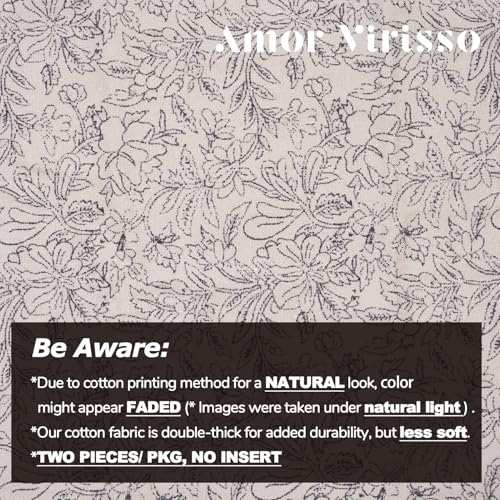 Amor Virisso Floral Throw Pillow Covers 20x20 Set of 2 Vintage Block Print Pillow Covers Decorative Pillow Covers Couch Pillows for Living Room Farmhouse Accent Sofa Pillows, Black/Sand - Image 5