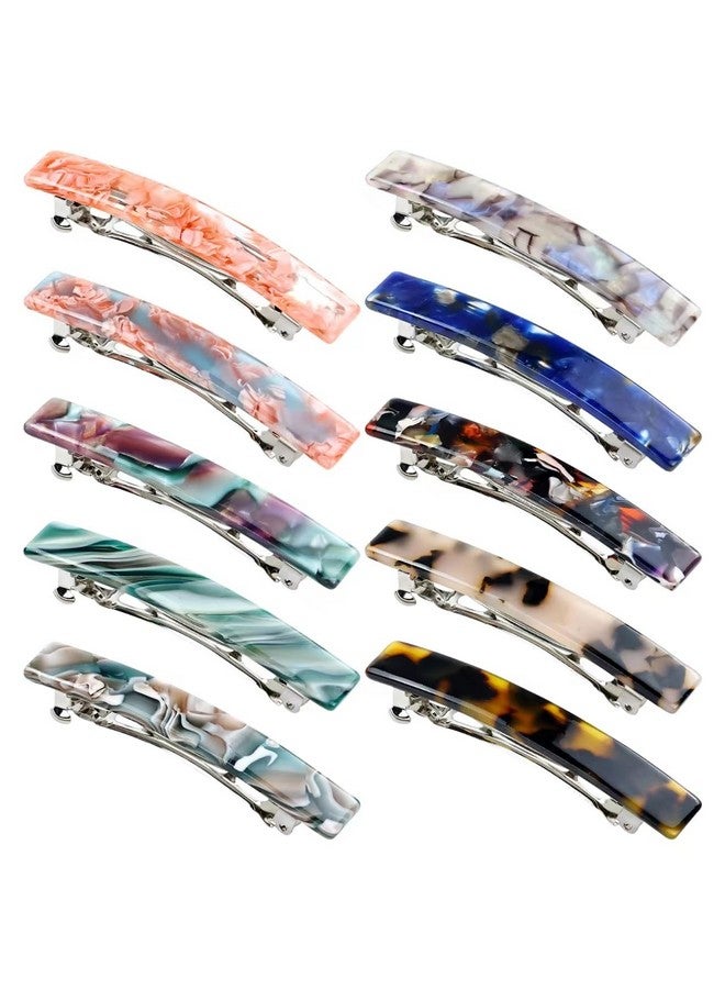 Cinaci 10 Pack 7.5Cm/3 Vintage Tortoise Shell Acetate French Hair Barrettes Automatic Spring Clips Hair Pins Accessories For Women Girls Thin Thick Hair - Image 1