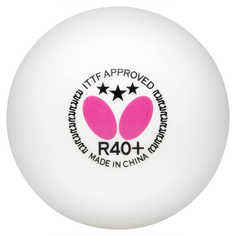Butterfly R40+ Table Tennis Balls - 40mm White Ping Pong Ball - 3 Pack - Image 2