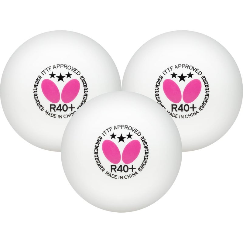 Butterfly R40+ Table Tennis Balls - 40mm White Ping Pong Ball - 3 Pack - Image 4