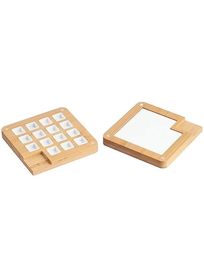 15 Color Wooden Watercolor Palette, Portable Sketchbook Palette Mini Travel Paint Palette Box for Watercolor Painting - Image 1