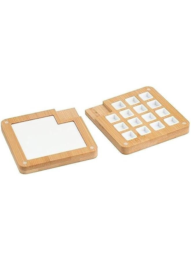 15 Color Wooden Watercolor Palette, Portable Sketchbook Palette Mini Travel Paint Palette Box for Watercolor Painting - Image 2