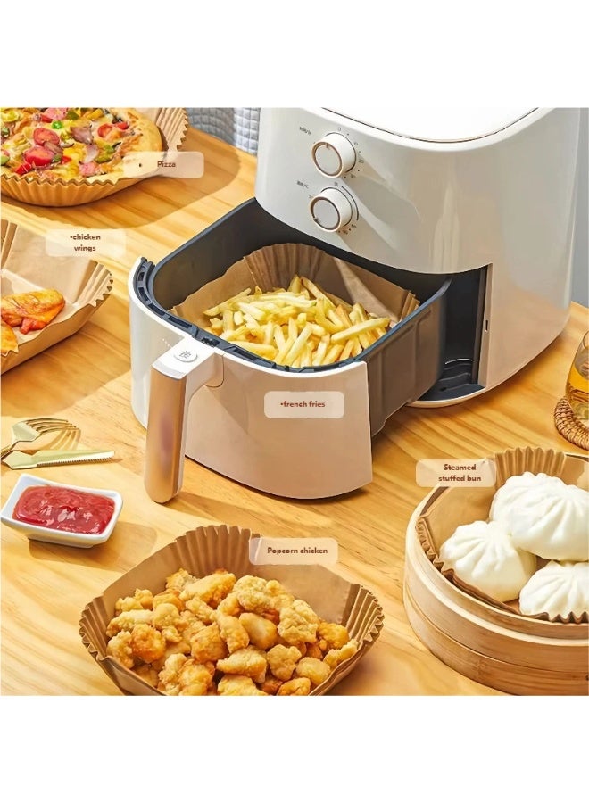 ملحقات فرن الهواء المربع، ورق طهي مطبخي من مستوى الطعام بدون لصق مقاوم للزيت ومقاوم لدرجات الحرارة العالية وممتص للزيت، مثالي لفريش الفرن والجناحات الدجاجية والفراكة الدجاجية والبيتزا والأكثر من ذلك، حافظ على نضارة فرن الهواء الخاص بك - Image 1