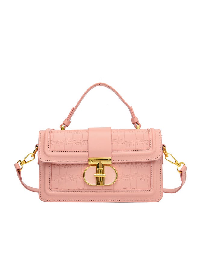 High-grade Texture Solid Color Portable Box Bag 2024 Summer Niche Light Luxury Single Shoulder Crosbody Small Square Bag-Color:Pink-Size:21*7*12 - Image 1