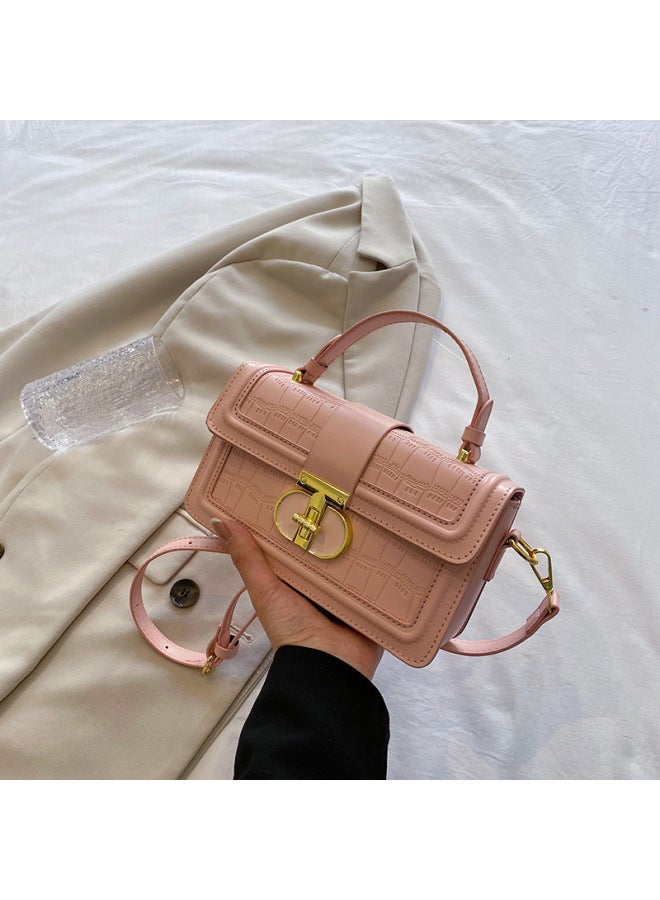 High-grade Texture Solid Color Portable Box Bag 2024 Summer Niche Light Luxury Single Shoulder Crosbody Small Square Bag-Color:Pink-Size:21*7*12 - Image 2