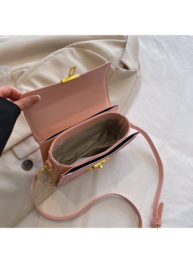 High-grade Texture Solid Color Portable Box Bag 2024 Summer Niche Light Luxury Single Shoulder Crosbody Small Square Bag-Color:Pink-Size:21*7*12 - Image 4