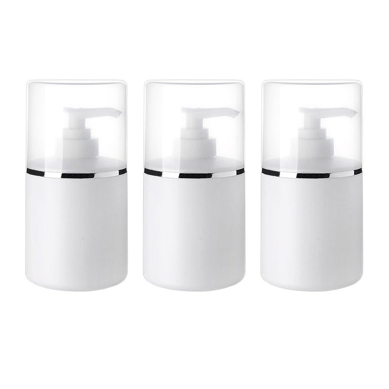 3pcs Empty Pump Bottles Comestics Dispenser Bottles Pressing Emulsion Bottles Pastic Shampoo Bottle Lotion Bottle (White 250ML) - Image 1