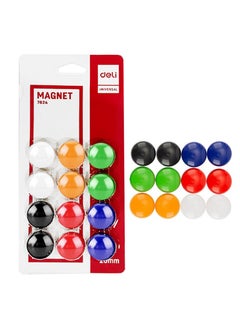 Deli 12-Piece Round Magnets 20mm Assorted Colours  - Image 1