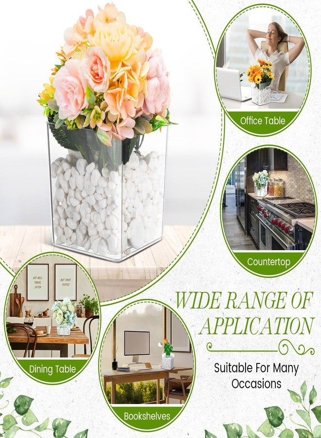 Tioncy مجموعة من 6 مزهريات مربعة من الأكريليك من تيونسي، مقاس 6 × 6، لتزيين الطاولات، مصنوعة من البلاستيك الشفاف، على شكل مكعبات، مثالية لتزيين حفلات الزفاف، أو كأصص للنباتات المنزلية والمكتبية، أو كأحواض للنباتات العصارية. - Image 3