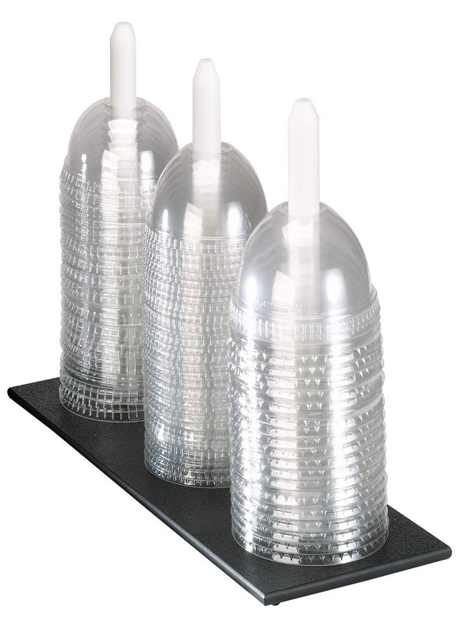 DISPENSE-RITE FDL-3 Countertop Dome Lid Organizer, Three-Section Flat Black Polystyrene Holder for 8 oz. to 44 oz. Dome Lids, Compact 5-Inch Wide Durable Countertop Design - Image 1