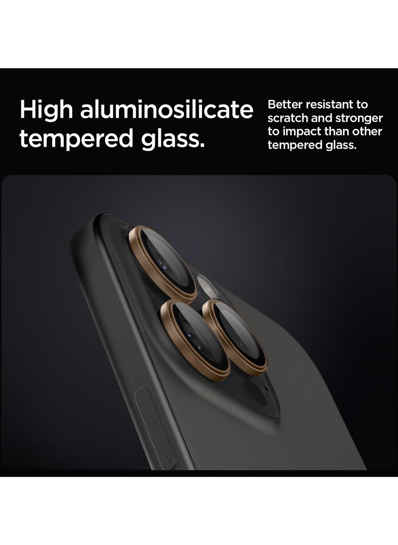 Spigen - GLAStR EZ-Fit Optik PRO Camera Lens Protector [2 PACK] for iPhone 16 Pro Max and iPhone 16 Pro - Desert Titanium - Image 1