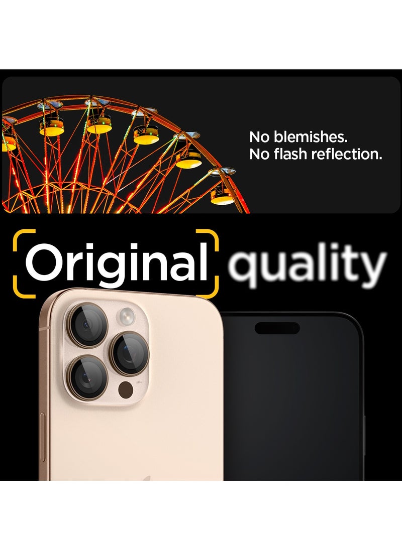 Spigen - GLAStR EZ-Fit Optik PRO Camera Lens Protector [2 PACK] for iPhone 16 Pro Max and iPhone 16 Pro - Desert Titanium - Image 1