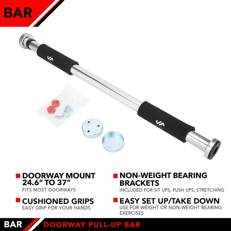 JFIT Deluxe Multi Exercise Doorway Pull-Up Bar with Comfort Grips, 40-Inch - Image 3