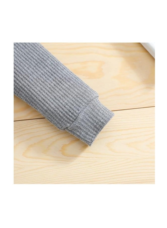 Newborn Unisex Baby Clothes Set Hooded Long Sleeve Bodysuit Stretchy Pants Ribbed Outfits Fall Winter - Image 5