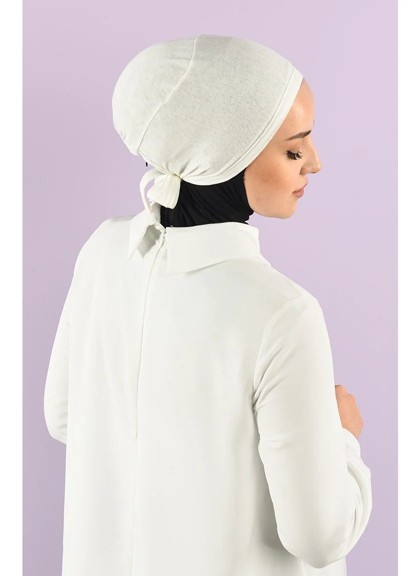 Sefa Merve Stitched Combed Cotton Bonnet 90106-03 Ecru