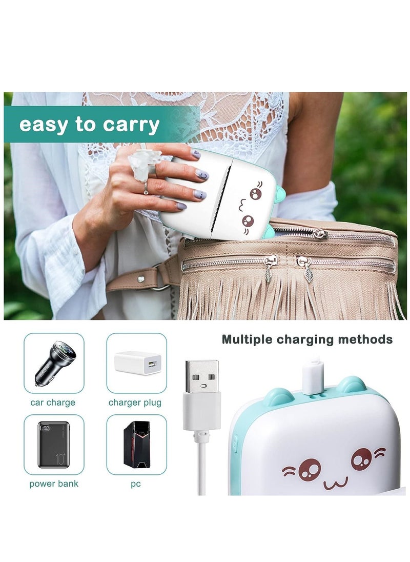 Joyelink Mini printer portable, pocket thermal printer with 10 rolls of printing paper and 5 color pens, used for photo, image, office receipt, label, QR code, inkless printing, iOS Android application (blue)  - Image 4