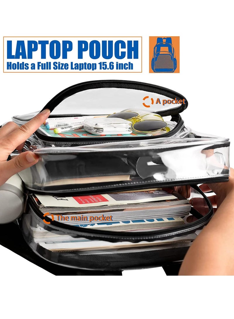 Excefore حقيبة ظهر شفافة صغيرة سوداء، حقيبة صغيرة شفافة معتمدة من الملعب، حقيبة صغيرة شفافة لحفلات الموسيقى، حقيبة بلاستيكية مقاومة للماء للسيدات والفتيات للسفر في المهرجانات - Image 2