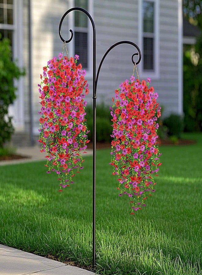 Hrobek Artificial Fake Hanging Plants Flowers for Spring Outdoor Outside Decor, Faux Mums Silk Realistic Flower, 2 Pcs UV Resistant Look Real Plastic Decorations for Porch Home Patio Balcony Yard - Image 4