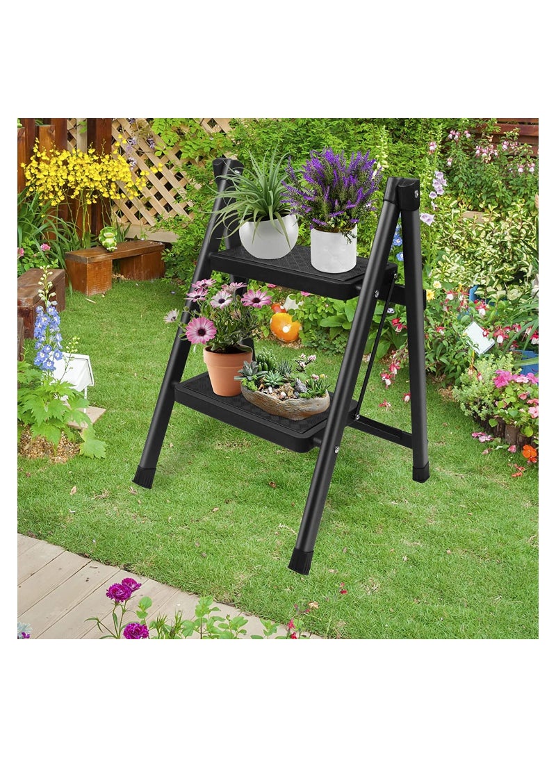 2 Steps Ladder Metal Folding Step Stool And Wide Pedal Light weight Portable Multi Use Stepladder For Home And Kitchen Use Space Saving - Image 4